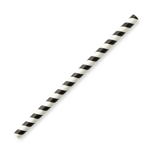 Zeropac Paper Straw Jumbo Black Stripe, jumbo-sized paper straw with black stripes