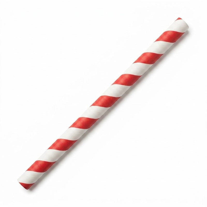 Zeropac Paper Straw Jumbo Red Stripe, jumbo-sized paper straw with red stripes