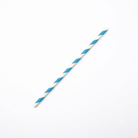 Zeropac Paper Straw Regular Blue Stripe, standard-sized paper straw with blue stripes
