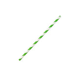 Zeropac Paper Straw Regular Green Stripe, standard-sized paper straw with green stripes