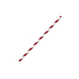Zeropac Paper Straw Regular Red Stripe, standard-sized paper straw with red stripes