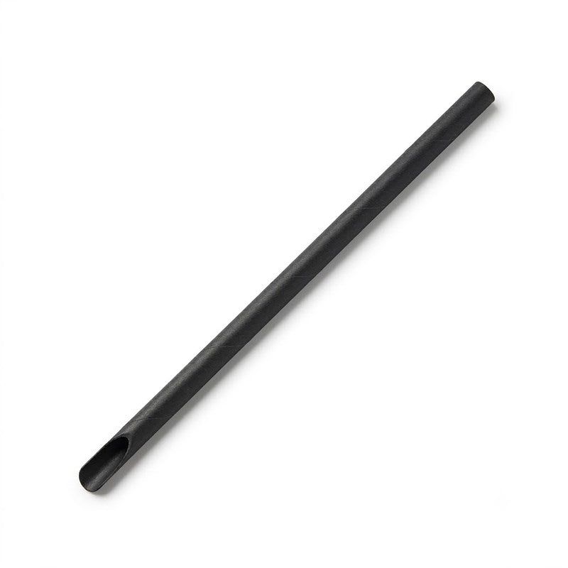 Zeropac Paper Straw Spoon All Black, all-black paper straw with spoon end combination