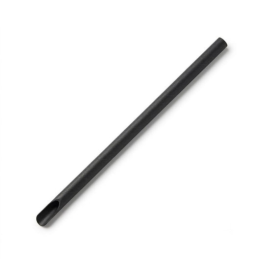 Zeropac Paper Straw Spoon All Black, all-black paper straw with spoon end combination
