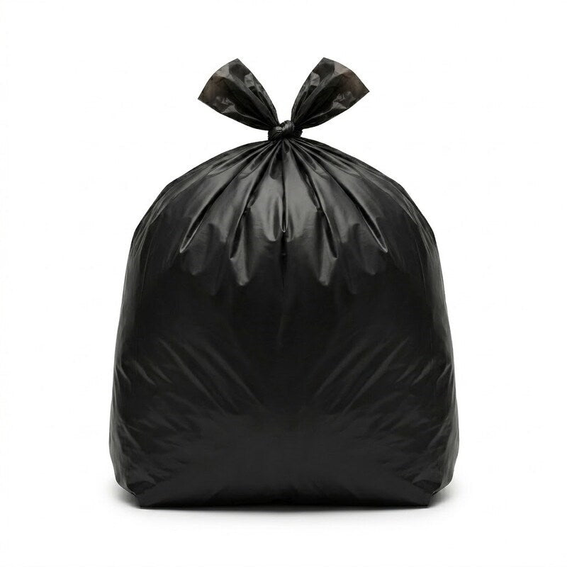 Zeropac black bin liner secured in filled red-lid wheeled bin