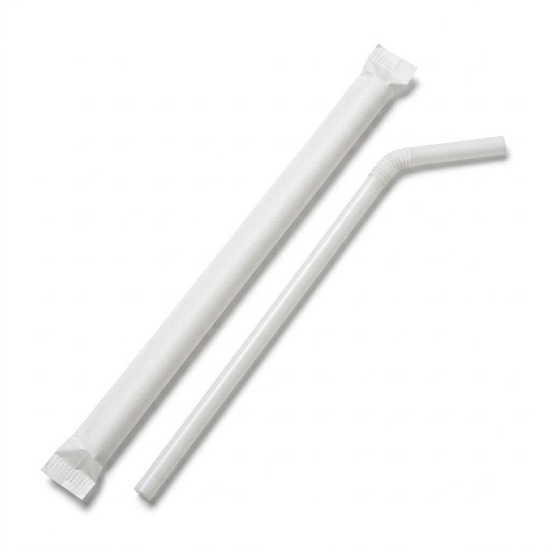 Zeropac Flexi Straw White, individually wrapped PLA straw