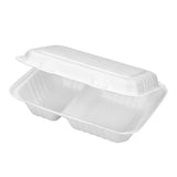 White 9" X 6" 2 Compartment Clamshells